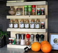 Étagère à Épices en Bois - pour La Mur Ou Debout - Nature - 4 Stellflächen