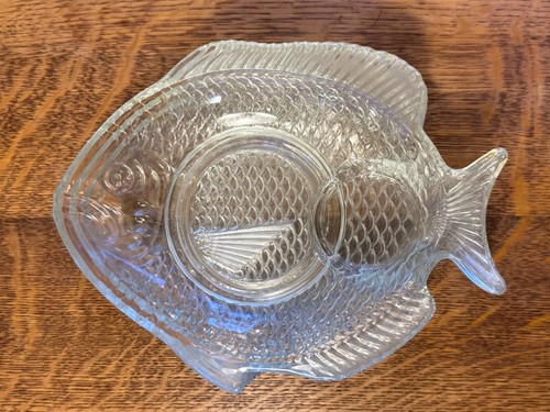 Vtg arcoroc glass fish snack - vtg,