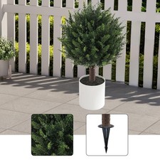 Buis artificiel topiaire avec piquet, plante artificielle pour jardin