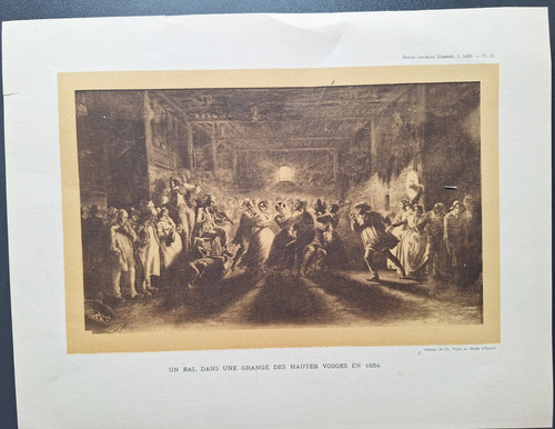 Gravure ancienne bal - bal, dans