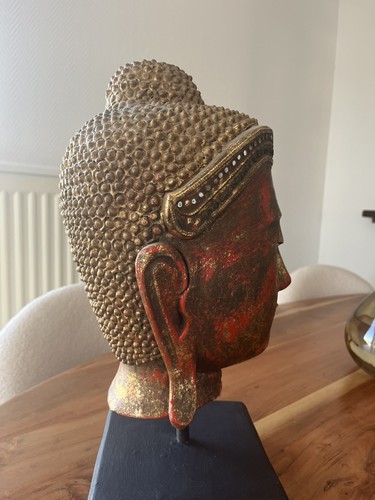 Tête bouddha bois - bois,