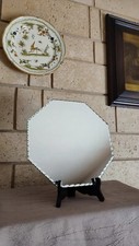 PLATEAU ANCIEN DE SERVICE MIROIR BISEAUTÉ HEXAGONALE - 26 X 26 CM EXCELLENT ÉTAT