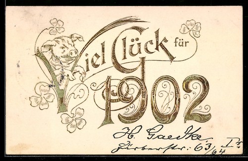 Carte postale trèfles année - postale,