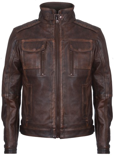 Veste moto rétro cuir - moto, en