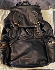 100%  Authentic Black Leather Burberry Nap sac Unisex