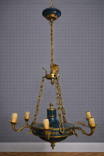 Ancien lustre bronze - lustre, doré