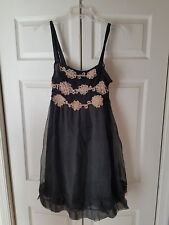 2 Pc.Anthropologie Zehavale Black Lace Tulle Cocktail Dahlia Dress Size 6 (NWOT)