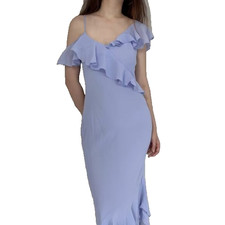 NEW Reformation Martine Midi Asymmetric Dress Ice Water Light Blue | size XS