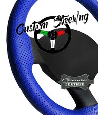 Pour Nissan Figaro 1989-1991 Bleu Perforé Housse Volant Cuir