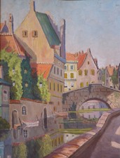 Henri ROSSELS (1888-1950) HsT 24x32cm 1945 Bruges Brugge Ecole belge Fauvisme