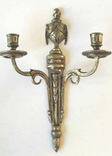 Applique Murale Antique/Chandelier à 2 bras de lumière, style Louis XVI,  bronze