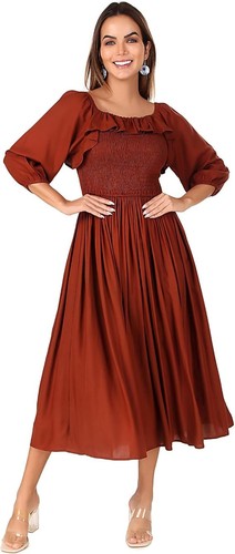Robe longue bohème - mi-longue, fumée