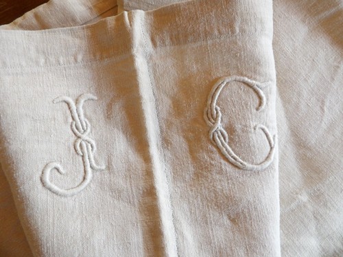 Ancien drap chanvre lin - ancien, chanvre,lin,brodé