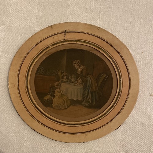 Petite gravure ovale ancienne - ,