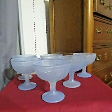 6 Opalescent Blue Arch Crystal Fruit or Ice Cups 