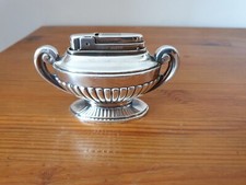 Briquet de table vintage Directoire Silver Match en métal argenté 6x5x11 cm