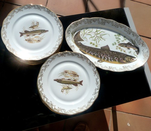 Service poisson porcelaine - à,