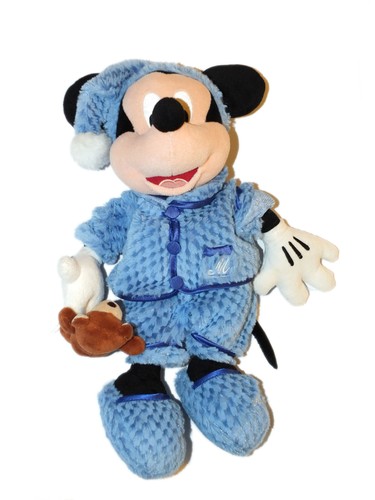 Peluche mickey pyjama bleu - mickey,