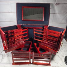 Lori Greiner Large Wooden Jewelry Box Armoire Organizer with Mirror