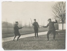 Vintage Original Photo Snapshot Military Duel Sword Cane - SA041