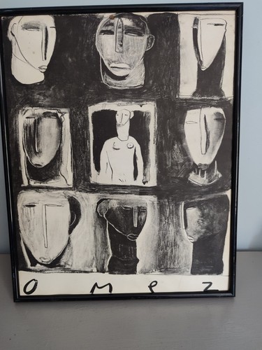 Lithographie neuf visages - lithographie,