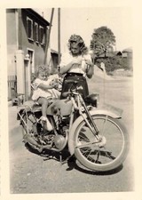 OLD PHOTOGRAPH VINTAGE MOTORCYCLE COLLECTION YOUNG WOMAN AND HER DAUGHTER