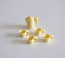 PLAYMOBIL (1446) DISHES - Light Yellow Coffee Maker & Set of 4 Coffee Cups 3254