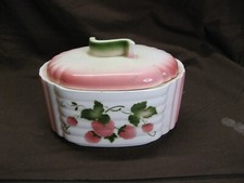 Very nice little sugar or cookie box old 1940s strawberry decor