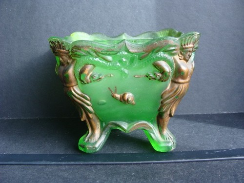 Cache pot verre vert xixème - verre,