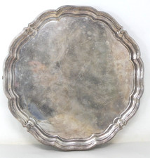 Footed Serving Salver Silver Plated Waiter Tray Lobed Chippendale Pattern 31cm