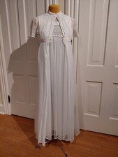 19970's Cheoette Long Peignoir and Gown, Size P, White