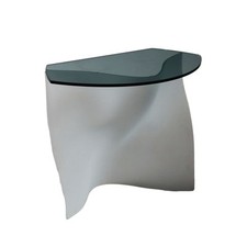 Console Vintage Verre Blanc et Fumé Design Italie Années 2000 Original