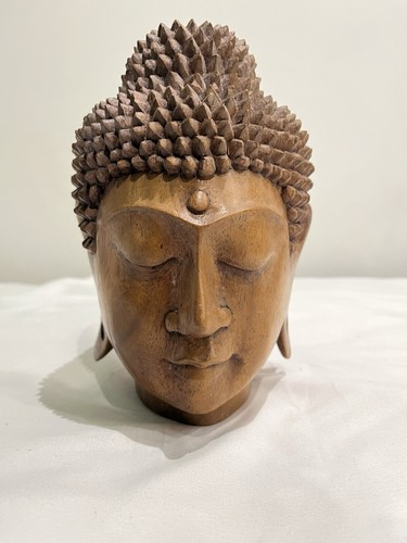 Tête bouddha bois - tête,