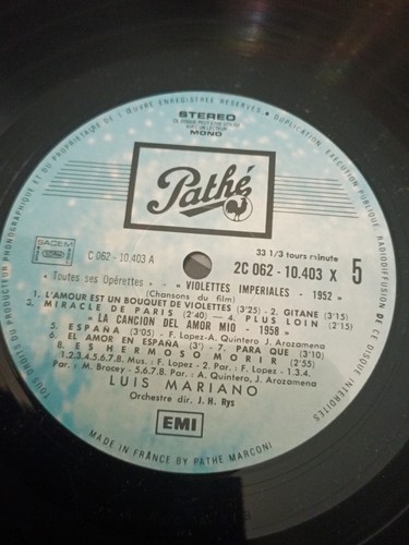 Luis mariano disque - mariano, pathé