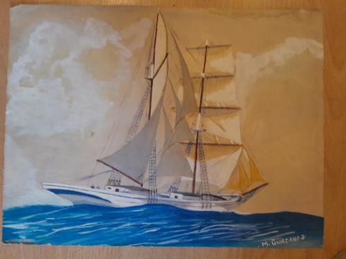 Peinture ancienne bateau - , pont