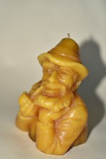 bougie ancienne vieil homme barbu / lutin ?/ made in germany/ cire jaune /gnome 