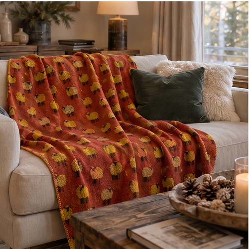 Plaid laine bouillie rouge - en,