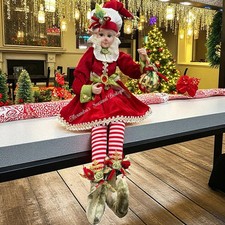 Christmas Fairy Elf Shelf Sitter 29” Posable Mantel Tabletop Decor W/ Ornament ￼