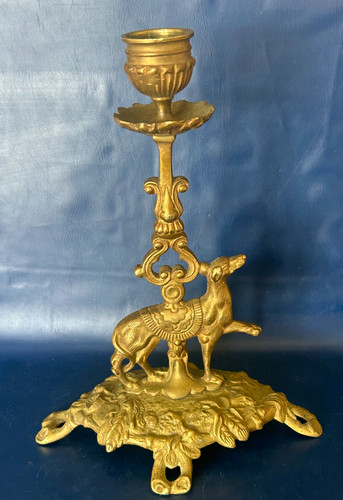 Bougeoir bronze chien lévrier - bronze,