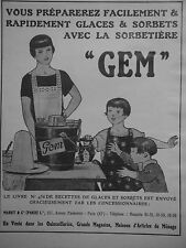 1925 GEM ICE AND SORBERTS AVE LA SORBETIÈRE GEM ADVERTISING - ADVERTISING