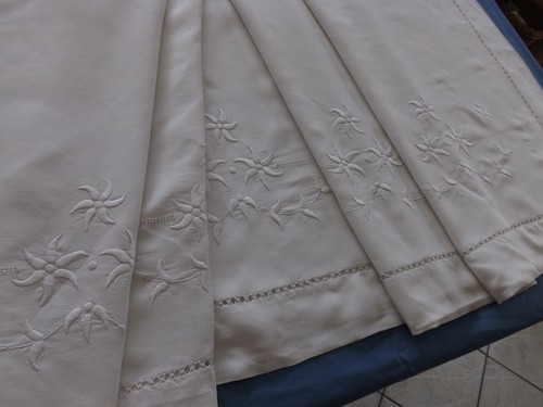 Drap brodé lin pas - drap, de