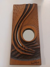 Patrick Guallino Signed Guallino Wooden Awakening Fire Brutalist Mirror
