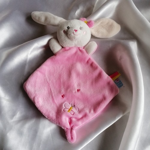 Doudou lapin plat - , rose