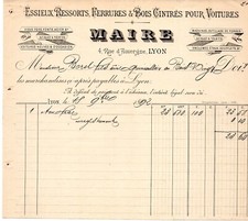 invoice axles springs wood fittings bent for car - MAYOR - year 1892