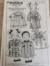 T 15 PATRON VESTIAIRE  POUPEE  EMILIE ROBE MANTEAU ROBE DE CHAMBRE JANVIER 1999