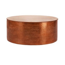 Table basse de salon café martelée en aluminium Ø 76 x 32 cm cuivre WOMO-DESIGN®