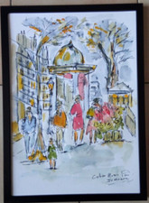WATERCOLOR PARIS A COLUMN MORRIS PAINTING PAINTING PARIS TWINS JEAN PIERRE