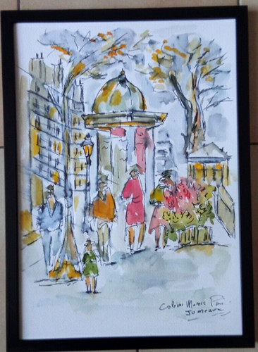 Aquarelle paris une colonne - aquarelle,