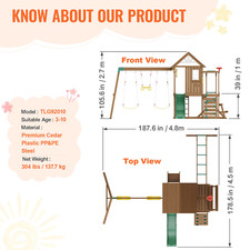 Ensemble Portique Balançoires Avec Toboggan En Bois Aire De Jeux Extérieur