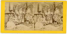 Lefort, Stereo, scene in a garden, meeting between men and women Vintage s